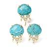 Brass Micro Pave Cubic Zirconia Stud Earring Findings with Natural Turquoise KK-Z096-05G-12-1