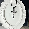 Vintage Religion Alloy Enamel Black Saint Benedict Medal Crucifix Cross Pendant Necklaces for Men Women ZV6035-10