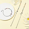 7 Chakra Gemstone Beaded Chain & 304 Stainless Steel Paperclip Chain Bracelets BJEW-JB14411-1