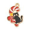 Christmas Kitty Alloy Enamel Pendants ENAM-I060-02E-1