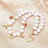 Ocean Brass Enamel Sea Animals Pendant ABS Imitation Pearl Shell Shaped Beaded Necklaces KK-CBA4547-01G-1