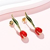 Brass Enamel Stud Earrings EJEW-F390-02G-01-1