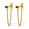 Real 18K Gold Plated 925 Sterling Silver Chains Front Back Stud Earrings PA4661-1-1