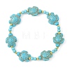 Synthetic Turquoise & Brass Beads Stretch  Bracelets for Women Men BJEW-JB13876-02-3