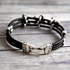 Alloy & Waxed Cord BBracelets for Women FS-WG70219-01-3