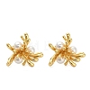 Flower Brass Stud Earring Findings KK-D102-05G-4