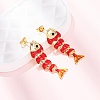 Fish Brass Micro Pave Cubic Zirconia Dangle Stud Earrings EJEW-C174-05G-04-1