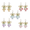 Flower with Bowknot Handmade Glass Seed Beads Dangle Earrings EJEW-MZ00655-2