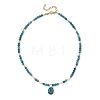 Natural Gemstone Pendant Faceted Round Gems and Natural Pearl Beaded Necklaces for Women NJEW-JN06351-4
