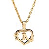 Brass Rose Flower Heart with Letter Pendant Cable Chain Necklaces FS-WG42461-01-3