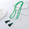 Chic European American Faceted Rondelle Glass Beaded Sweater Long Tassel Necklaces YE6948-8-2