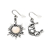 Resin Beaded Moon and Sun Asymmetrical Earrings EJEW-C036-01F-1