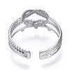 304 Stainless Steel Knot Open Cuff Ring RJEW-N040-22-3