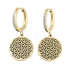 Hollow Flat Round with Flower 304 Stainless Steel Dangle Earrings EJEW-L283-088G-1