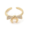 Bowknot Brass Micro Pave Clear Cubic Zirconia Open Cuff Rings RJEW-S417-04G-2