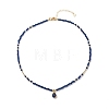 Cubic Zirconia Teardrop Pendant Necklace with Natural Kyanite Beaded Chains NJEW-JN04121-01-1