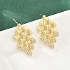 Brass Micro Pave Cubic Zirconia Stud Earrings PR-CBACDF6-03G-1