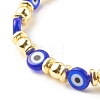 Flat Round with Evil Eye Lampwork Stretch Bracelet Synthetic Hematite BJEW-JB07880-01-4