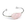 Natural Rose Quartz Wire Wrapped Cuff Bangles WG81AD5-05-1