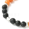 Natural Mixed Stone & Lava Rock & Alloy Heart Beaded Stretch Bracelet BJEW-JB09633-3