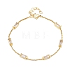 Brass Pave Rectangle Cubic Zirconia Link Chain Bracelets KK-CBA960E-14C-G-4