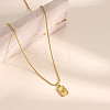 304 Stainless Steel Rectangle with Butterfly Pendant Round Snake Chain Necklaces for Women WG3CF6B-01-4
