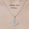 201 Stainless Steel Planet Pendant Necklace NJEW-OY002-30-3