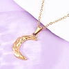 Texture Moon 304 Stainless Steel Pendant Necklaces NJEW-H059-13G-2