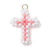 Beaded Cross Charms PALLOY-GD00002-03-1