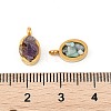 Natural Mixed Gemstone Chip 304 Stainless Steel Oval Charms KK-P300-10G-3