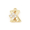 Brass Micro Pave Clear Cubic Zirconia Charms KK-Z151-18G-K-1