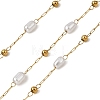 Handmade 304 Stainless Steel ABS Plastic Pearl Beaded Oval Link Chains CHS-L032-01G-01-1