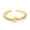 Clear Cubic Zirconia Initial Letter Open Cuff Ring RJEW-H120-09G-F-2
