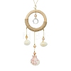Coastal Shell & Glass Round Hanging Ornament HJEW-TA00472-1