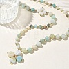 Saint Patrick's Day Natural Flower Amazonite Clover Pendant Round Beaded Necklaces with Brall Heart OT Clasps NJEW-G202-02G-03-2