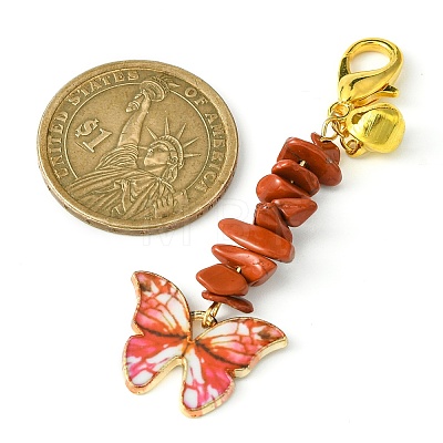 Alloy Enamel Butterfly Pendant Decoration HJEW-JM01555-05-1