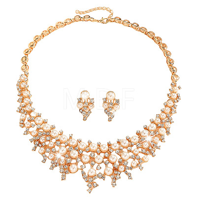 Alloy Rhinestone Stud Earrings & Necklaces Sets for Women WG2F80A-01-1