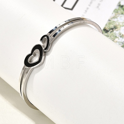 304 Stainless Steel Hinged Bangles for Women BJEW-F474-37P-01-1