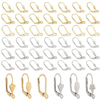   48Pcs 6 Styles 304 Stainless Steel Shell Leverback Earring Findings STAS-PH0001-54-1