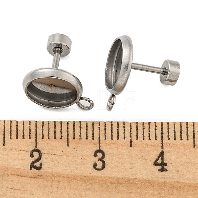 201 Stainless Steel Stud Earrings Findings STAS-K279-01B-P-1