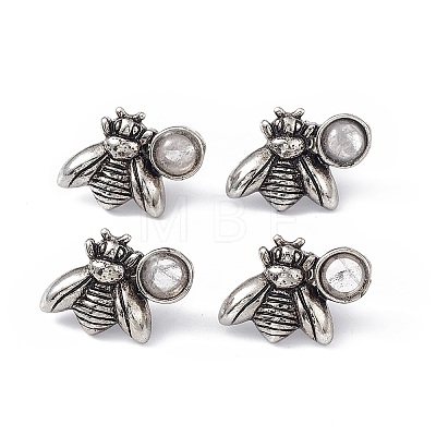 Gemstone Bee Stud Earrings EJEW-C016-01-1