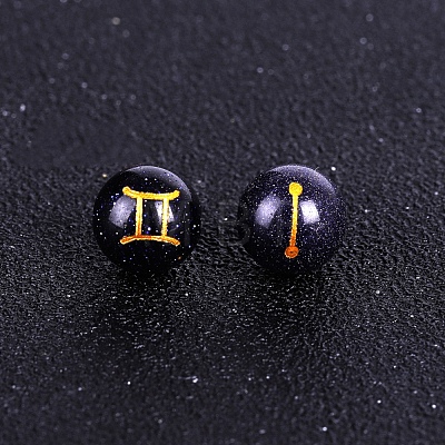 Synthetic Blue Goldstone Carved Constellation Beads PW-WG92554-03-1