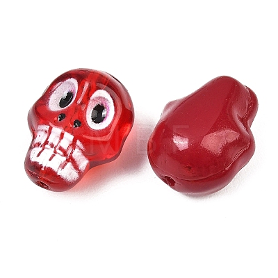 Printed Baking Paint Transparent & Opaque Glass Beads GL-CBA4370-12-1