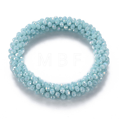 AB Color Plated Faceted Opaque Glass Beads Stretch Bracelets BJEW-S144-003D-1