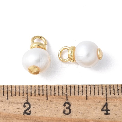 Brass with Natural Pearl Pendants KK-F892-35G-1