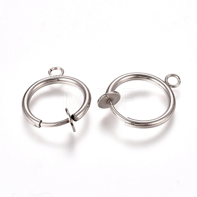 304 Stainless Steel Clip-on Earring Findings STAS-L238-025P-1