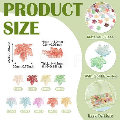 90Pcs 9 Colors Baking Paint Transparent Glass Pendants DGLA-TA0001-61-1