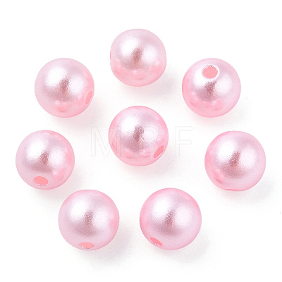 Spray Painted ABS Plastic Imitation Pearl Beads OACR-T015-05B-17-1