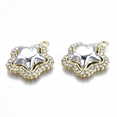 Rack Plating Alloy Crystal Rhinestone Pendants PALLOY-S132-218B-RS-1