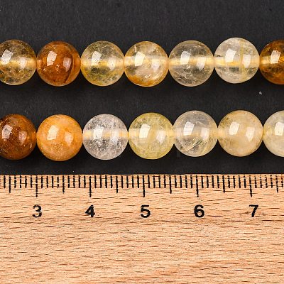 Natural Yellow Hematoid Quartz Round Beads Strands X-G-F266-09-8mm-1